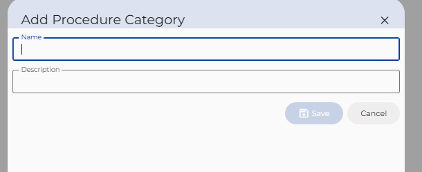 Procedure Categories Management Interface Overview